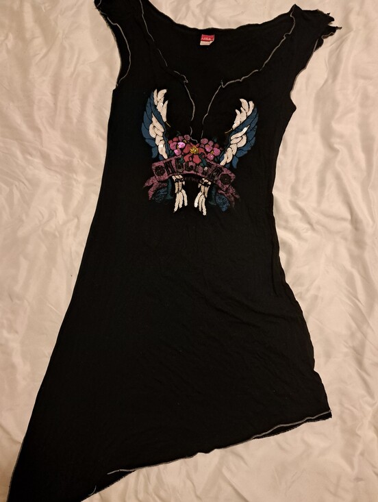 Nolita Tops - Nolita Italy Embellished Black Graphic Wing Tank Dress